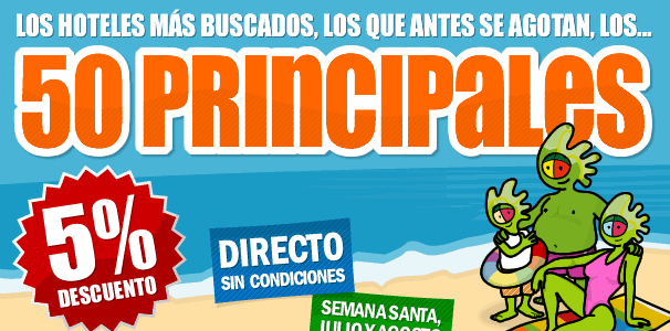 Reserva uno de los 50 Principales Hoteles de Playa... tienen un 5% Descuento!