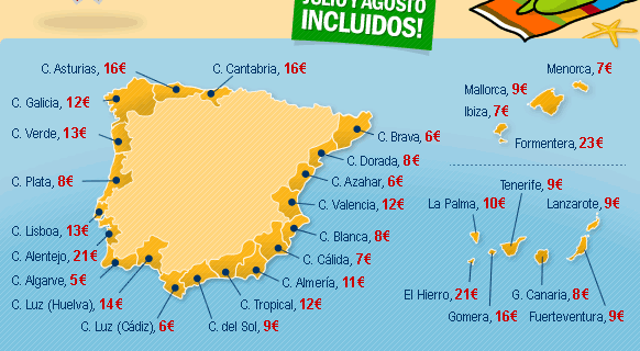 Las mejores Costas de Espana y Portugal...