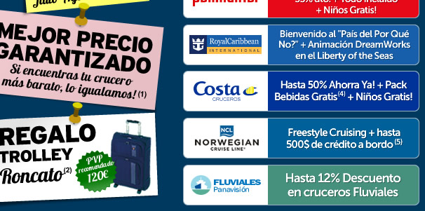 Llega el Mes del Crucero, con importantes Descuentos y Regalos!