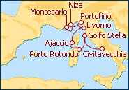 Ver el itinerario del Crucero De Roma a Montecarlo