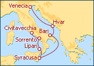 Ver el itinerario del Crucero De Venecia a Roma