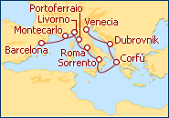 Ver el itinerario del Crucero Barcelona-Venecia