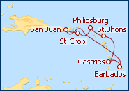 Ver el itinerario del Crucero Islas V�rgenes y Barbados