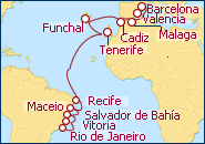 Ver el itinerario del Crucero Transatl�ntico IV