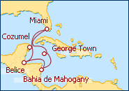 Ver el itinerario del Crucero Estados Unidos, Belice, Mejico, Honduras y Gran Caiman