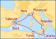 Ver el itinerario del Crucero Italia, Francia, T�nez