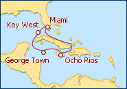 Ver el itinerario del Crucero Estados Unidos, Grand Caiman i Jamaica