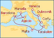 Ver el itinerario del Crucero Espa�a, Francia, C�rcega, Malta, Grecia, Croacia