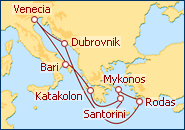 Ver el itinerario del Crucero Islas Griegas desde Bari