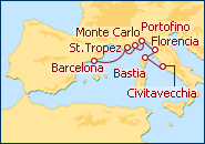 Ver el itinerario del Crucero De Roma a Barcelona
