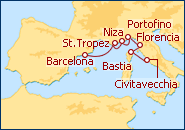 Ver el itinerario del Crucero Espa�a, Francia, Italia, C�rcega