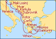 Ver el itinerario del Crucero Atenas-Venecia