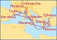 Ver el itinerario del Crucero Italia y Grecia desde Barcelona