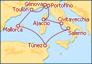 Ver el itinerario del Crucero Francia, Italia, C�rcega, T�nez