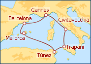 Ver el itinerario del Crucero Romance de la Riviera