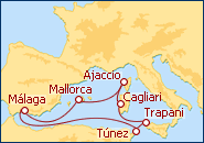 Ver el itinerario del Crucero C�rcega, Italia,  T�nez