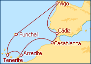 Ver el itinerario del Crucero Atl�ntico desde C�diz