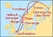 Ver el itinerario del Crucero Cabo Norte y Fiordos Noruegos