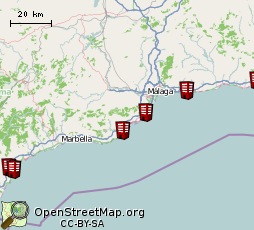 Hoteles de Costa del Sol en el Mapa