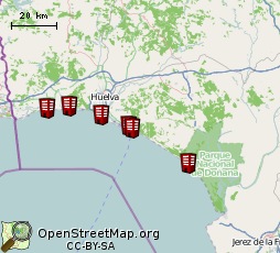 Hoteles de Costa de la Luz (Huelva)  en el Mapa