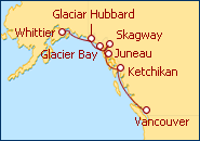Ver el itinerario del Crucero Alaska Viaje a los Glaciares