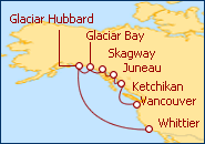 Ver el itinerario del Crucero Golfo de Alaska desde Whittier a Vancouver