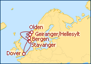 Ver el itinerario del Crucero Fiordos Noruegos 