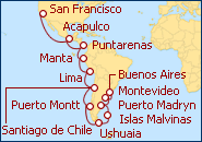 Ver el itinerario del Crucero Ruta del Cabo de Hornos: De Valparaiso a Rio