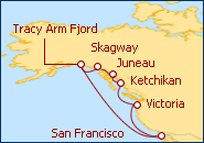 Ver el itinerario del Crucero Alaska Pasaje interior