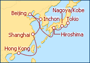 Ver el itinerario del Crucero Sol naciente. de Tokio a Hong kong 