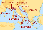 Ver el itinerario del Crucero Francia, Monaco, Italia y Grecia