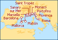 Ver el itinerario del Crucero De Roma a Barcelona