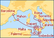 Ver el itinerario del Crucero De Barcelona a Roma