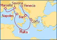 Ver el itinerario del Crucero Primavera Mediterranea I 