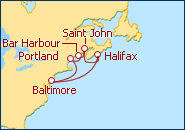 Ver el itinerario del Crucero Estados Unidos, Canada