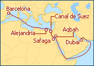 Itinerario Canal de Suez desde Barcelona 