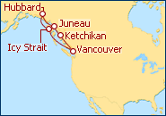 Ver el itinerario del Crucero Alaska, Glaciar Hubbard 2012