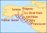 Ver el itinerario del Crucero Canada y Alaska desde Vancouver 2012