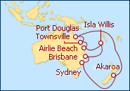 Ver el itinerario del Crucero Queensland: Ida y Vuelta desde Sydney  