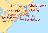 Ver el itinerario del Crucero Canada  y Nueva Inglaterra :  Quebec a Nueva York
