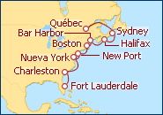 Ver el itinerario del Crucero Canada y Nueva Inglaterra: Quebec a Ft. Lauderdale