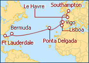 Ver el itinerario del Crucero Desde Southampton hasta Ft. Lauderdale