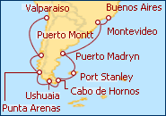 Ver el itinerario del Crucero Sudam�rica de Buenos Aires a Valparaiso 2013