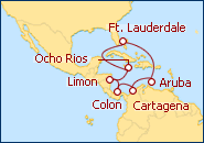 Ver el itinerario del Crucero Canal de Panam�: Ida y Vuelta desde Ft Lauderdale 