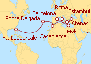 Itinerario Transatl�ntico de Barcelona a Ft. Lauderdale 