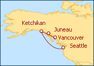 Ver el itinerario del Crucero Mini Crucero Alaska De Vancouver a Seattle