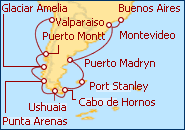 Ver el itinerario del Crucero Cabo de Hornos y Estrecho de Magallanes  2013