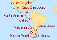 Ver el itinerario del Crucero Gran Aventura de Buenos Aires a Los Angeles 2013