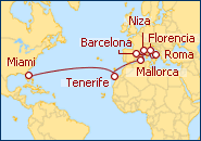 Ver el itinerario del Crucero De Florida a Italia