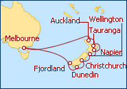 Ver el itinerario del Crucero Nueva Zelanda: Ida y Vuelta desde Melbourne 2013